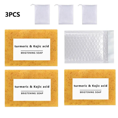 1PCS/2PCS/3PCS/5PCS Turmeric Soap Hand Made Face Soap Tender Skincare Beauty Body Cleaning Essential Oil Soap - Color: 3PCS